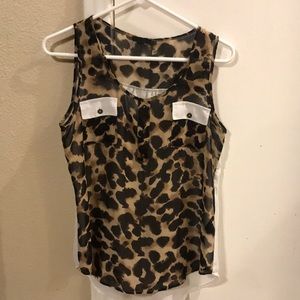 Sheer leopard sleeveless top
